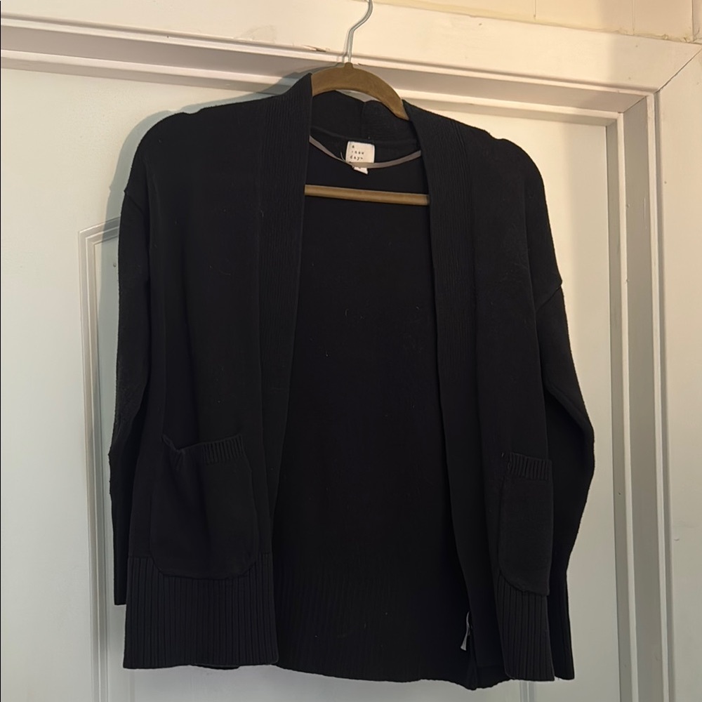 Black Open-Front Cardigan Sweater